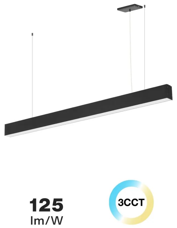 Lampada Lineare LED a Sospensione 42W 120cm Nera, con driver Philips Colore Bianco Variabile CCT