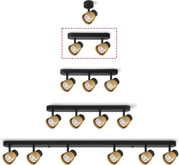 Brilagi - Faretto LED RGBW dimmerabile NUGGET 2xGU10/4,8W/230V nero/oro