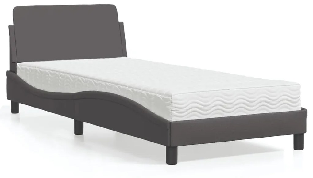 Letto Con Materasso Grigio 90x190 Cm İn Similpelle /