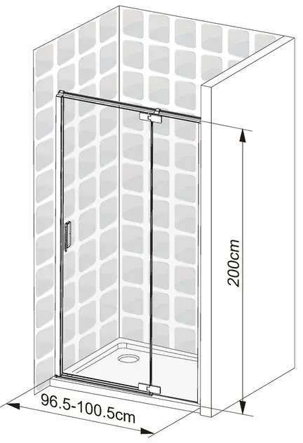 Porta doccia girevole Neo L 100 x H 200cm, Sp. 5 mm in vetro profilo nero