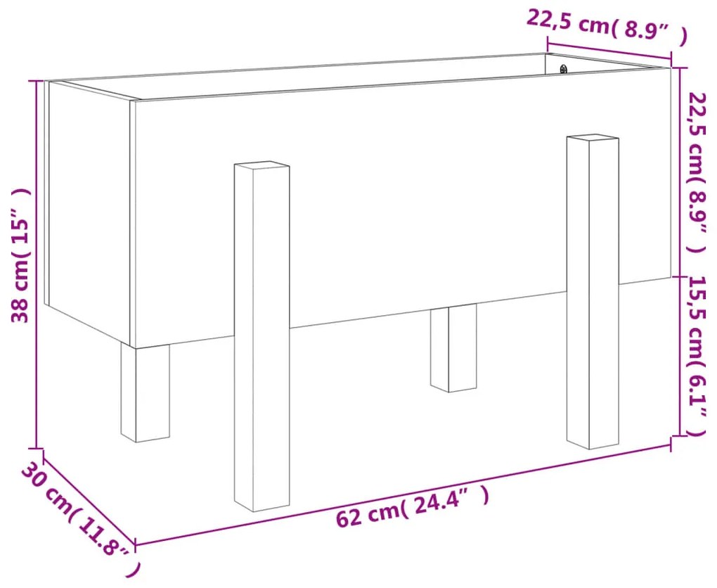 Fioriera da Giardino 62x30x38 cm in Legno Massello di Douglas