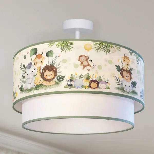 Brilagi-LED Plafoniera per bambini BOBO 1xE27/60W/230V Ø 40 cm crema/verde/giungla