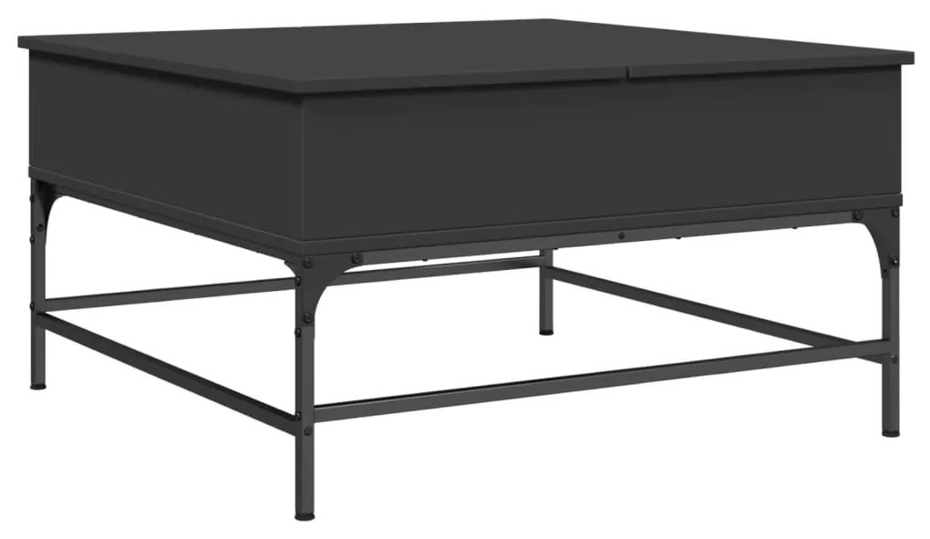 Tavolino da salotto nero 80x80x45cm legno multistrato e metallo