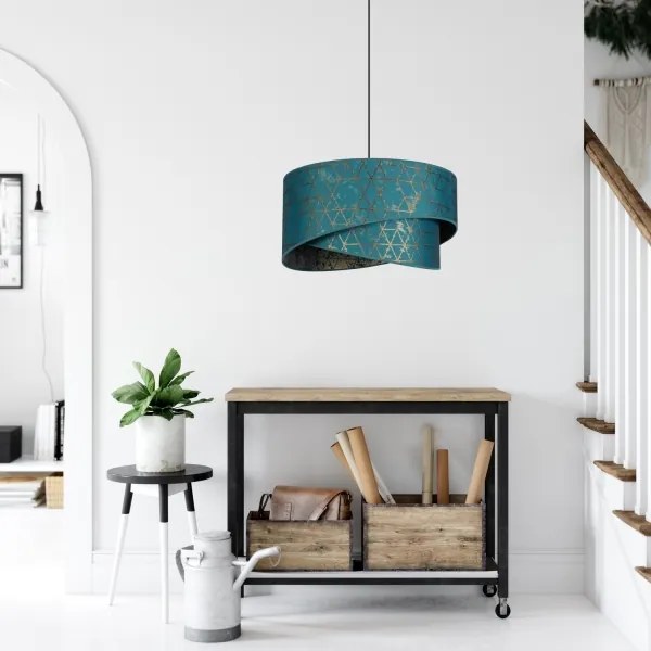 Lampadario su filo REZO 1xE27/60W/230V turchese