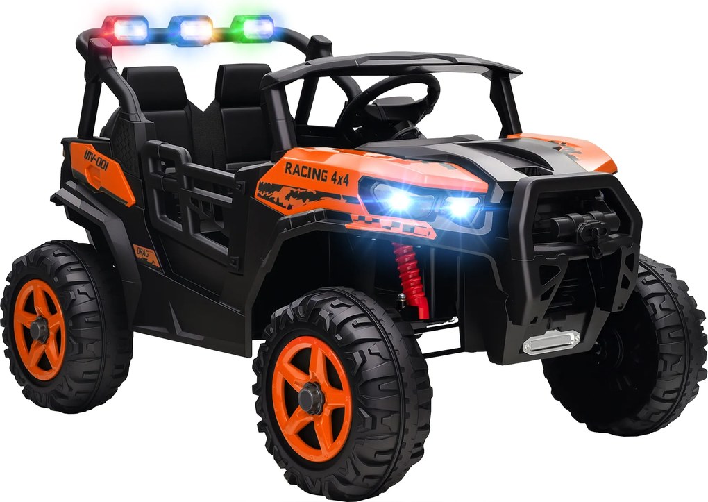 Macchina Elettrica per Bambini 3-8 Anni 24V Fuoristrada a 2 Posti Doppio Motore Telecomando e Soft Start Arancione...