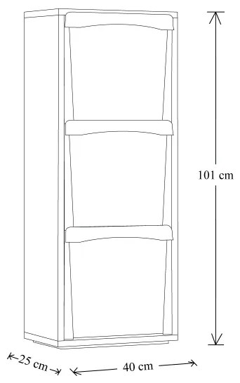 Mobile in legno per raccolta differenziata a 3 vani H101 cm CILIEGIO
