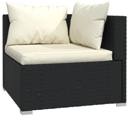 Set Salotto da Giardino 8 pz con Cuscini in Polyrattan Nero