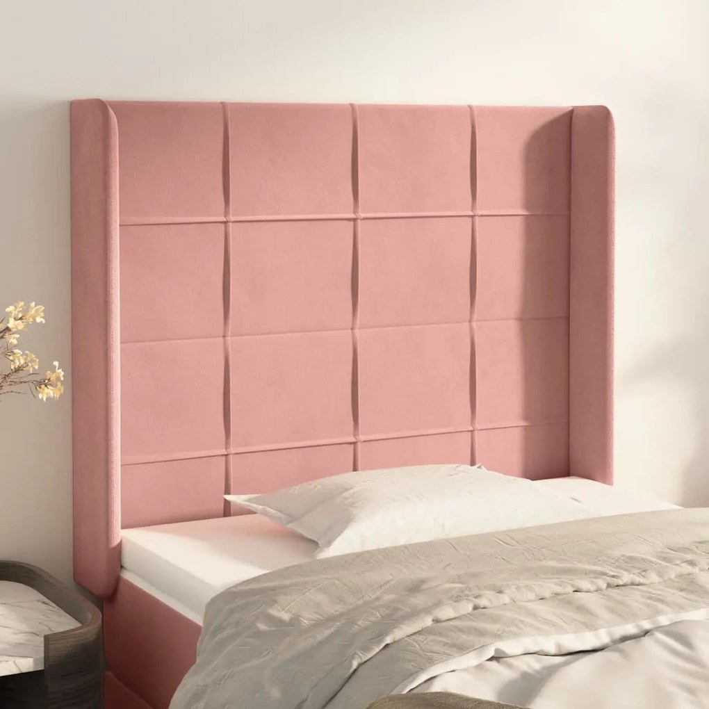 Testiera Ad Orecchio Nera 103x16x118/128 Cm İn Velluto /