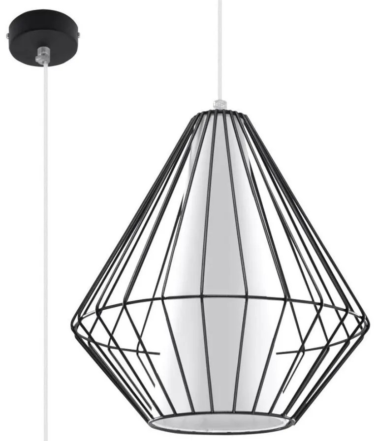 Lampadario a sospensione con filo DEMI 1xE27/60W/230V nero/bianco