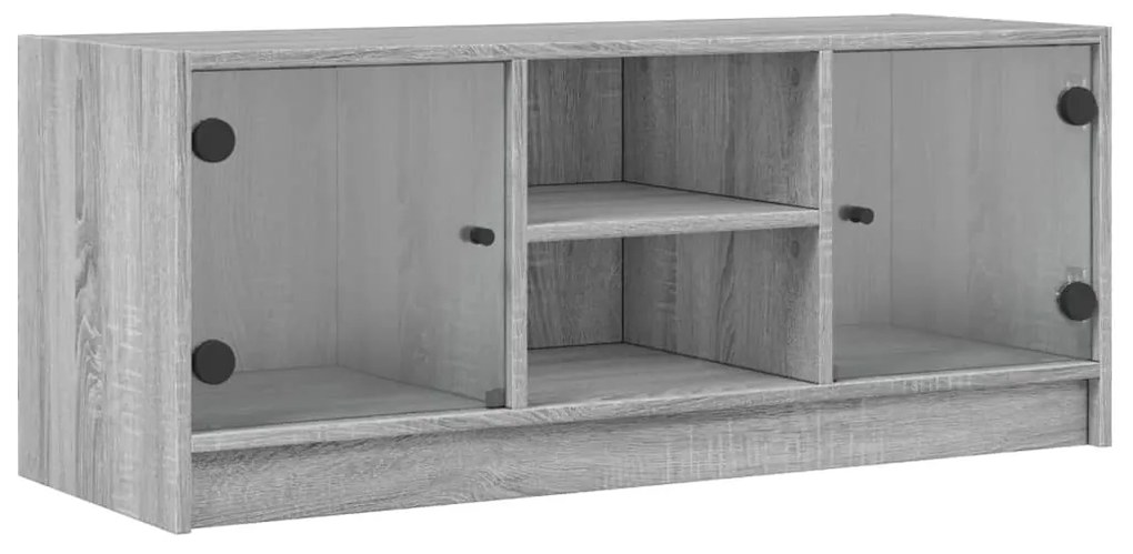 Mobile porta tv con ante in vetro grigio sonoma 102x37x42 cm