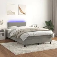 Letto a Molle Materasso e LED Grigio Chiaro 120x200 cm Velluto cod mxl 62965