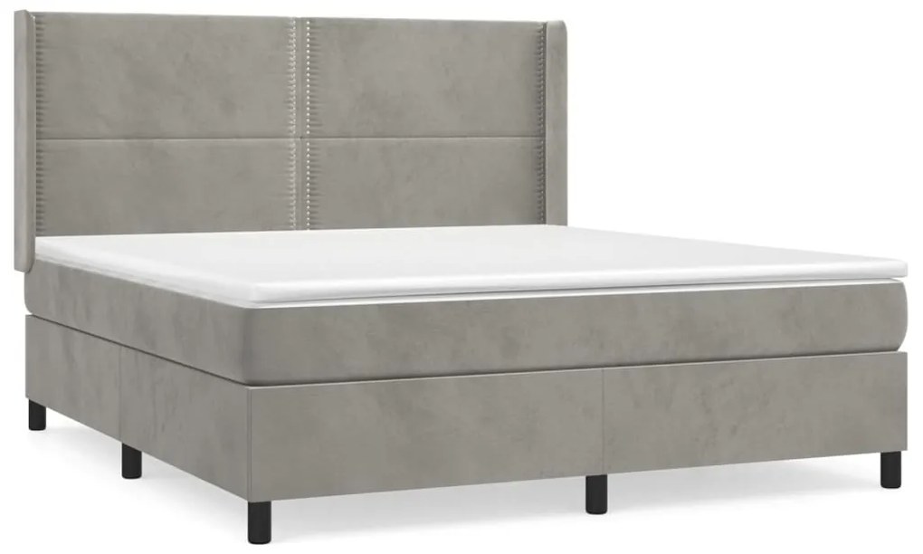 Giroletto a molle con materasso grigio chiaro 160x200cm velluto