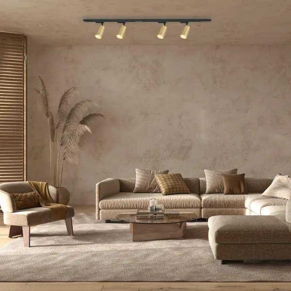 Faretto per sistema a binario PIPE 4xGU10/10W/230V oro/nero