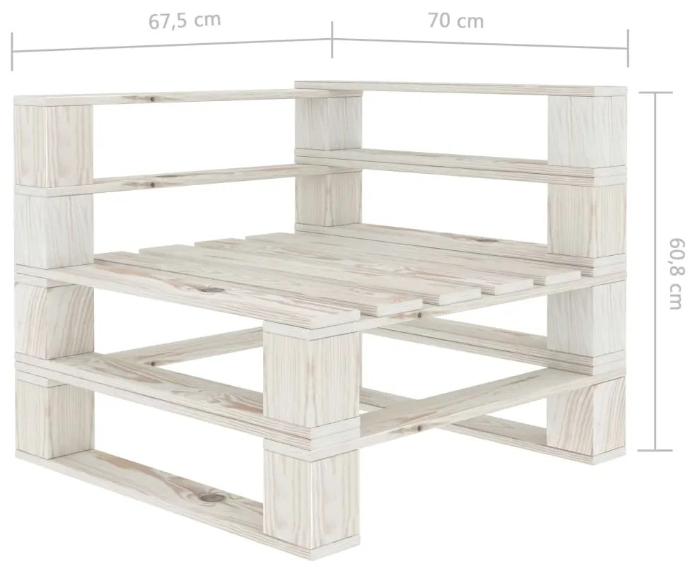 Divano da giardino pallet a 2 posti con cuscini crema in legno