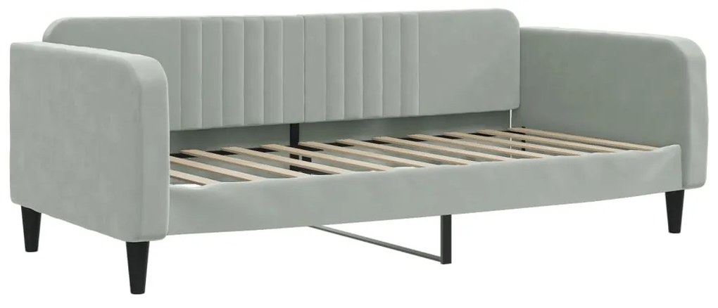 Divano letto con materasso grigio chiaro 90x200 cm in velluto