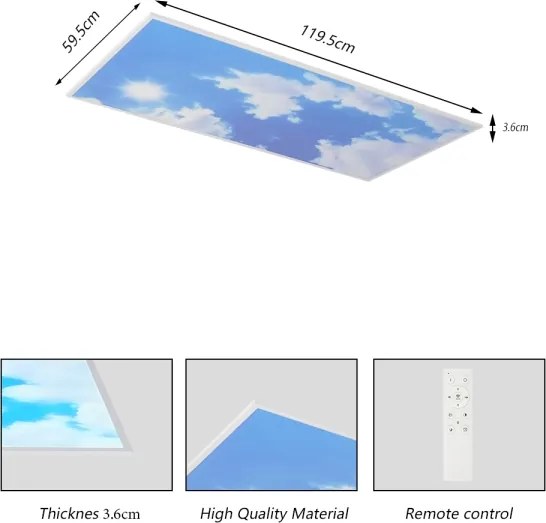 Brilagi - plafoniera LED dimmerabile SLIMFRAME SKY LED/80W/230V 120x60 cm argento/blu + telecomando