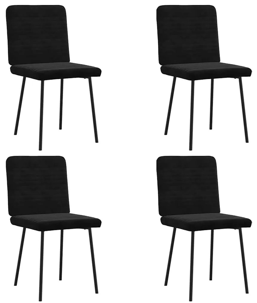 Sedie Da Pranzo 4 Pz Nere İn Velluto /
