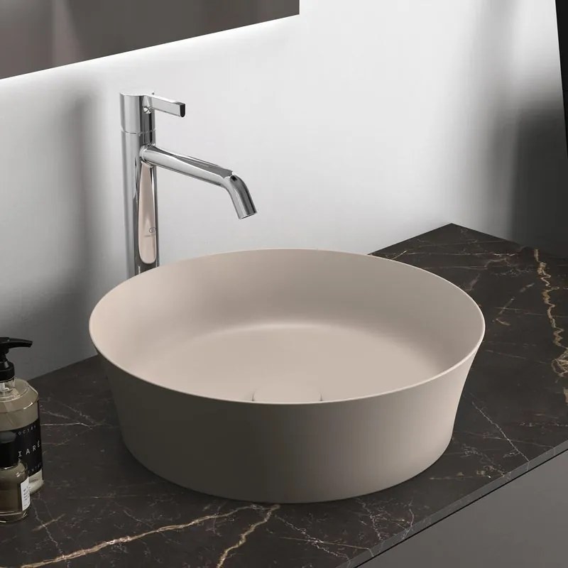 Lavabo da appoggio IDEAL STANDARD tondo in ceramica beige piletta non inclusa