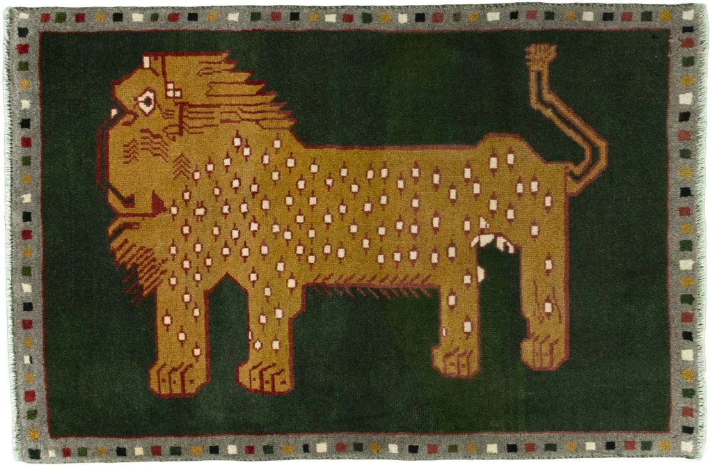 Gabbeh Tappeto persiano 90x130 Verde (Iran) Annodato A Mano