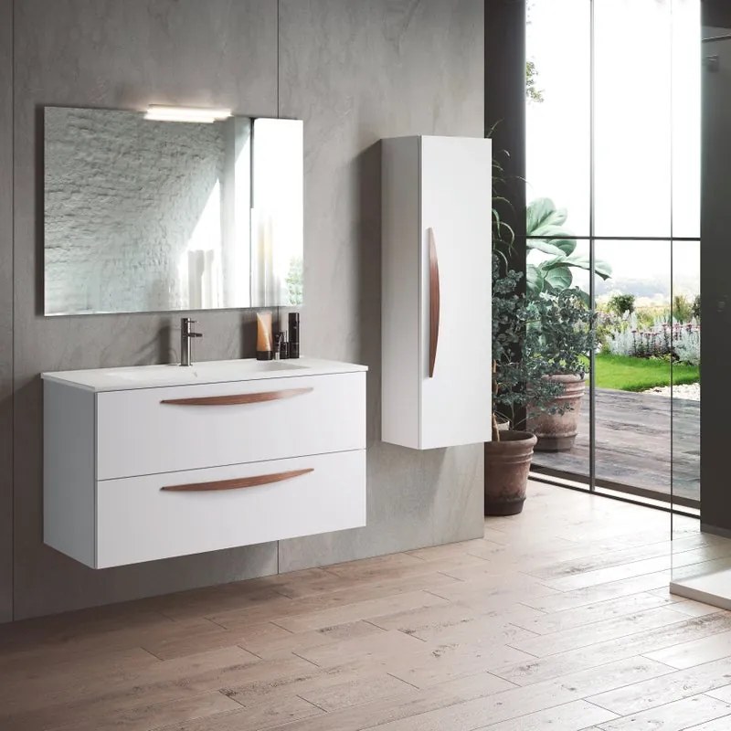 Mobile da bagno sotto lavabo Arco bianco ada laccato opaco L 99.5 x H 55 x P 45 cm 2 cassetti, lavabo non incluso