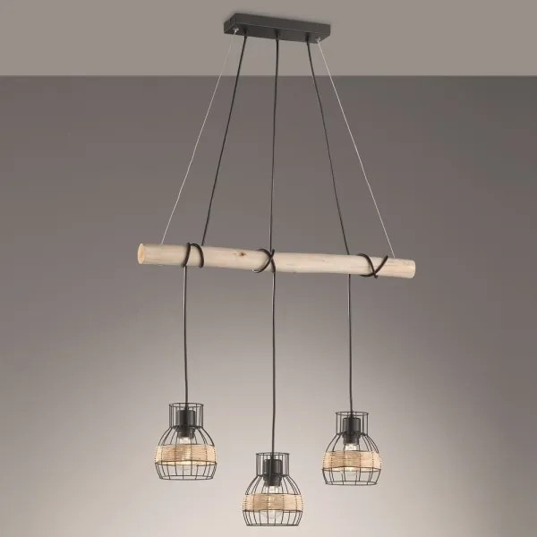 Fischer & Honsel 60798 - Lampadario su corda STRAW 3xE27/40W/230V