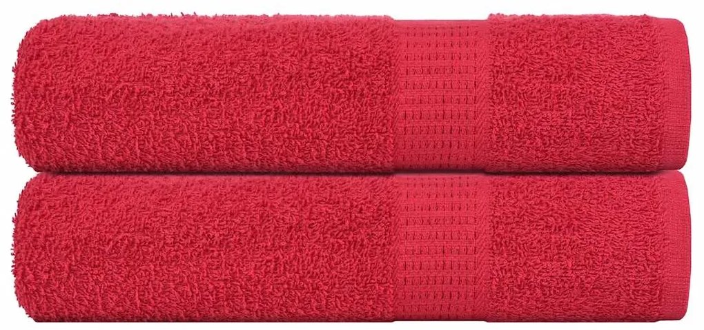 Asciugamani 2 Pz Rossi 50x100 Cm 360 G/m² 100% Cotone /