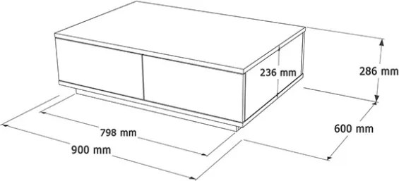 Tavolino Basso Da Salotto 90x60x28 Con Vani Interni Bianco E Rovere Frame