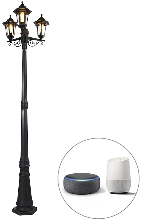 Lanterna da esterno intelligente nera 3 luci incl. Wifi ST64 - New Haven