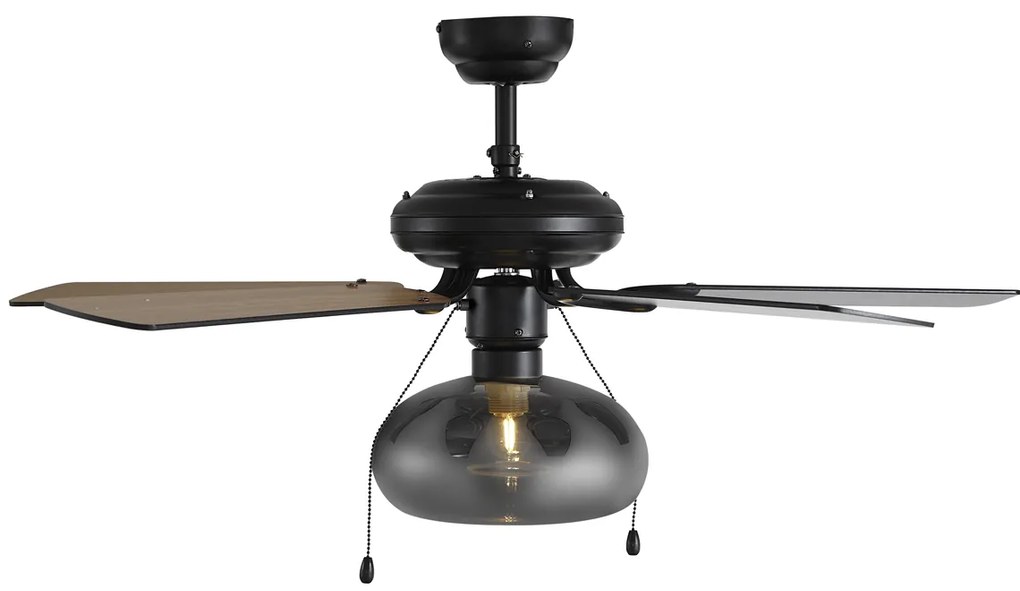 Ventilatore da soffitto nero 107,5 cm con interruttore a tirante - Mistral Busa
