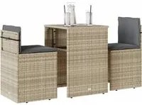 Set da Bistr 3 pz con Cuscini Grigio Chiaro in Polyrattan 4003874