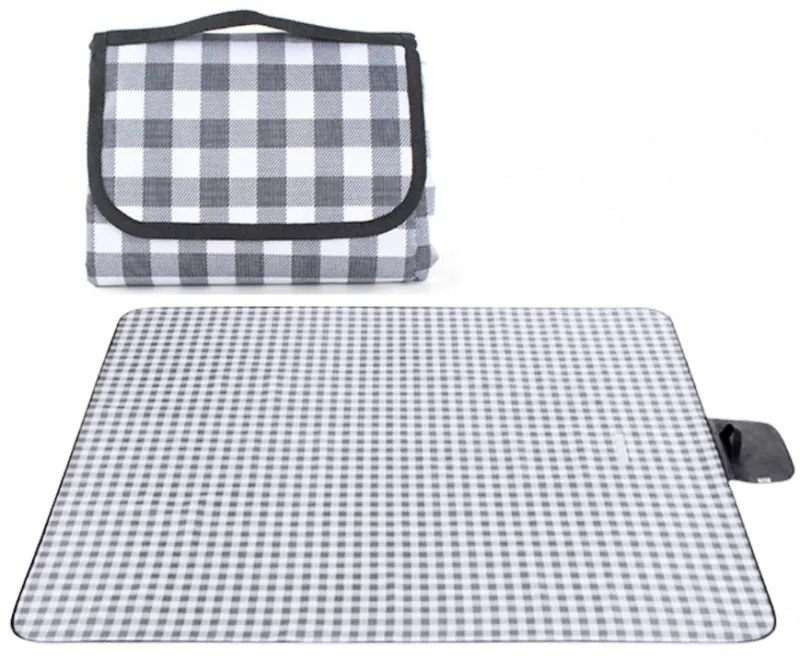 Coperta da picnic con motivo a scacchi grigio 200 x 115 cm