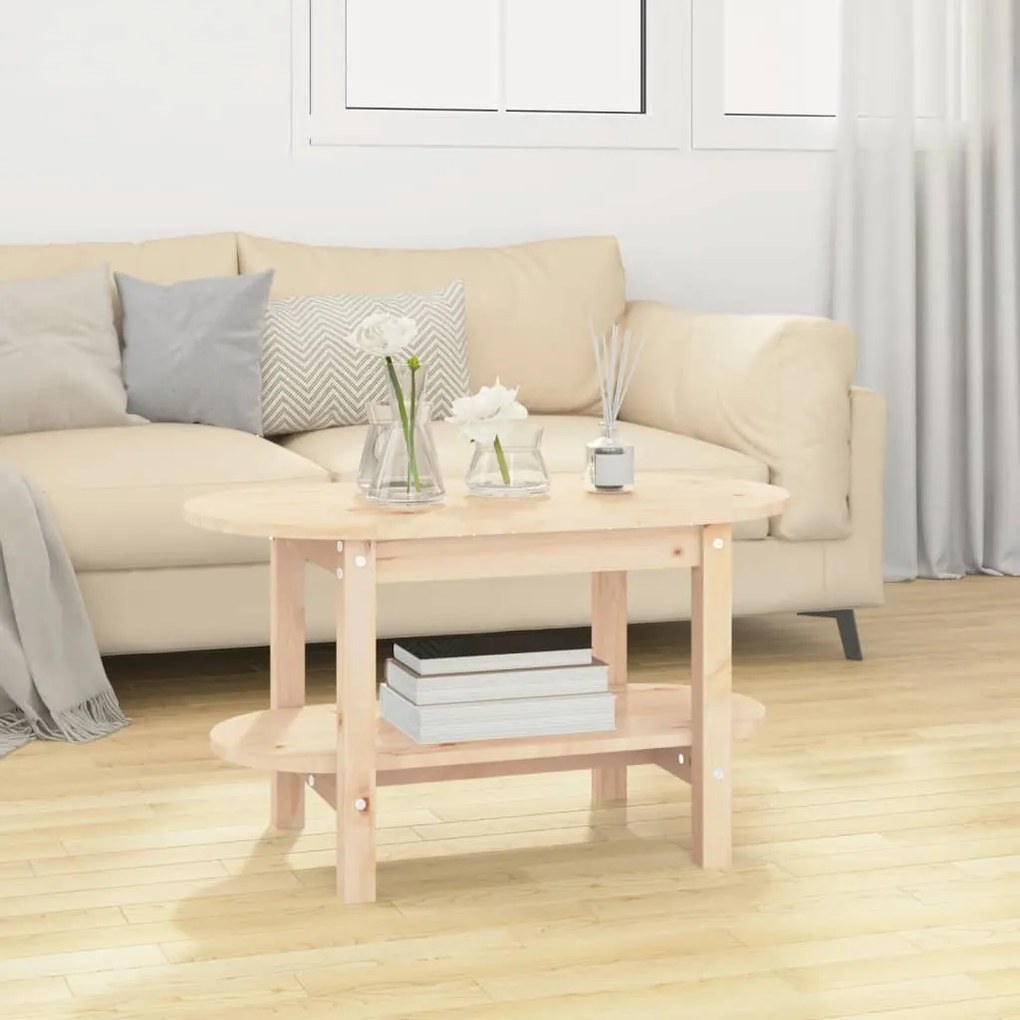 Tavolino Da Salotto 80x45x45 Cm İn Legno Massello Di Pino /