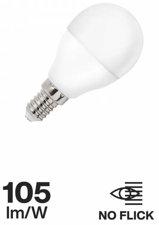 Lampada LED E14 9W, G45, 105lm/W Colore  Bianco Naturale 4.000K