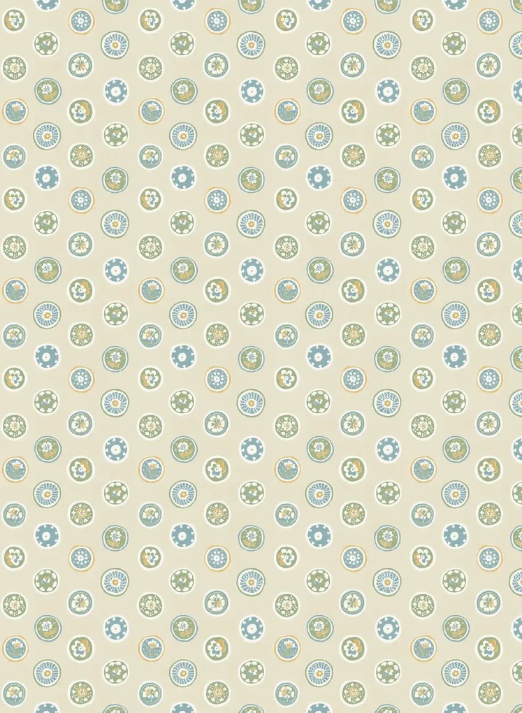 GP & J Baker Carta da parati Court Buttons - Blue/ Green