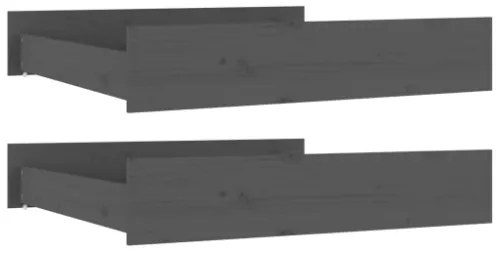 Cassetti per Letto 2 pz in Legno Massello di Pino Grigio