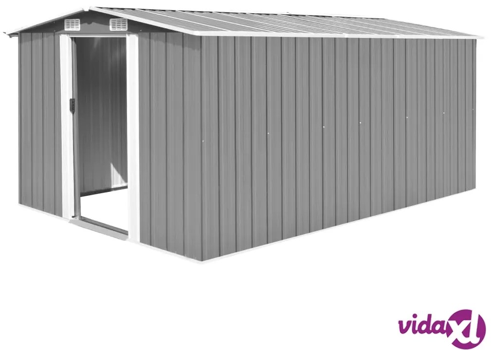 vidaXL Casetta da Giardino 257x392x181 cm in Metallo Grigio