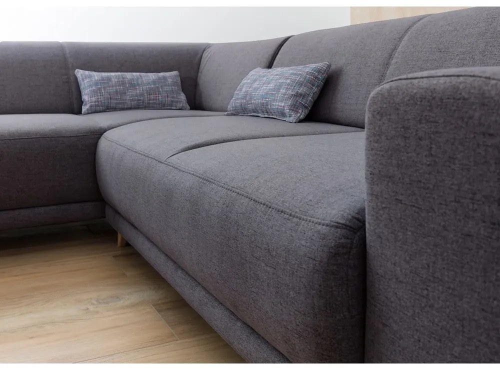 Divano angolare grigio allungabile e con contenitore (con penisola a sinistra/a L) Classy Sophie – Miuform