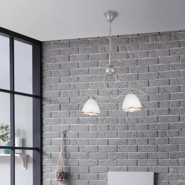 Lampadario a sospensione con catena RETRO 2xE27/60W/230V argento