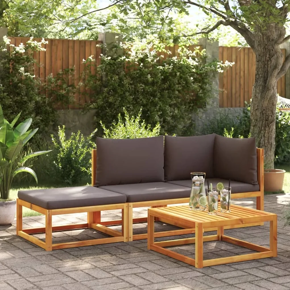 Divano da giardino con cuscini 2 posti legno massello di acacia