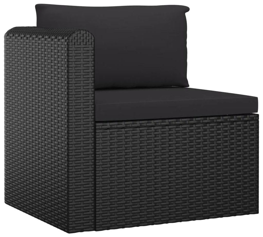 Set Divani da Giardino 7 pz con Cuscini in Polyrattan Nero