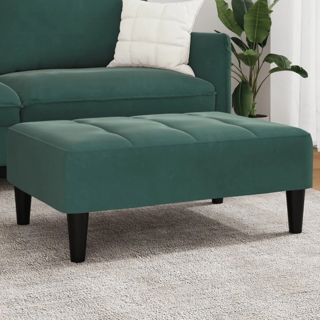Poggiapiedi Verde Scuro 77x55x31 Cm İn Velluto /