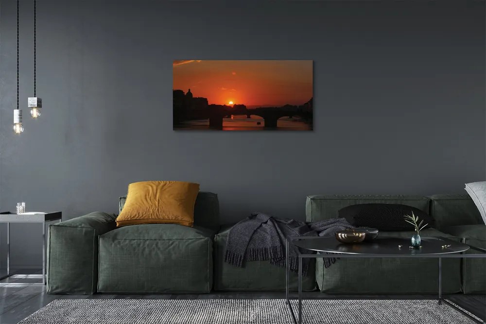 Stampa quadro su tela Sunset del fiume Italia 100x50 cm