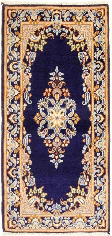 Kerman Tappeto persiano 160 x 70 Blu (Iran) Annodato A Mano