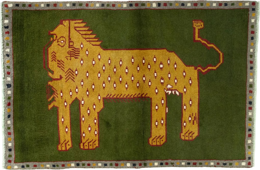 Gabbeh Tappeto 100x150 Verde (Iran) Annodato A Mano