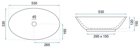 REA-U9685 - Lavabo da appoggio PAMELA 33x53 cm, in ceramica con decoro effetto marmo