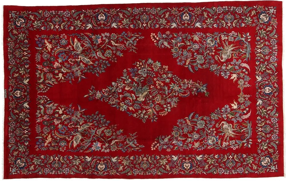 Kashan Tappeto 210 x 330 Rosso (Iran) Annodato A Mano