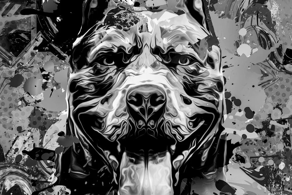 Quadro su tela – Illustrazione di cane in bianco e nero