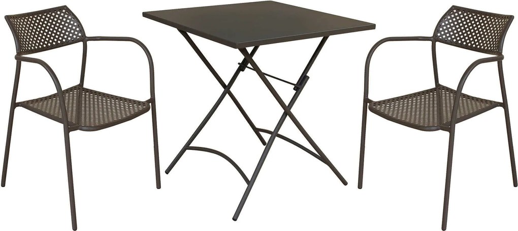 ROMANUS - set tavolo in metallo cm 70 x 70 x 72 h con 2 poltrone Aviim