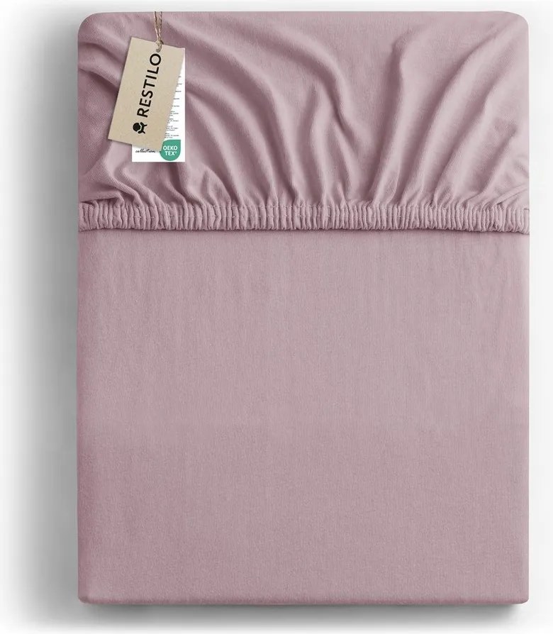 Lenzuolo con angoli rosa polveroso in jersey 90x200 cm Amber – Restilo