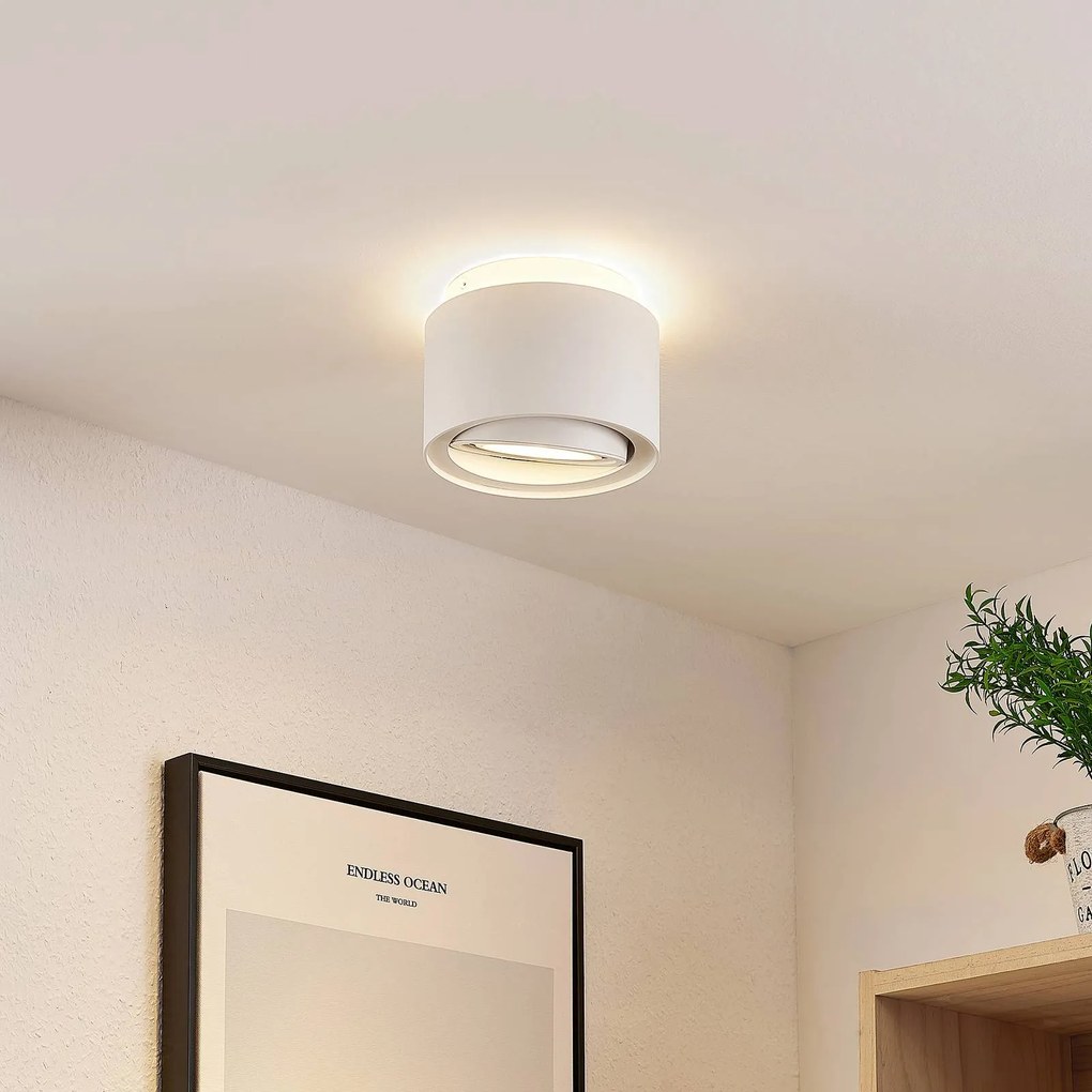 Arcchio plafoniera Walisa, Ø 15 cm, bianco, metallo, GU10 Walisa Arcchio, dimmerabile, Bianco / Opale, Soggiorno / Sala da pranzo, Alluminio, Moderno, Faretto